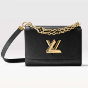 Louis Vuitton LV Women Twist MM Handbag Black Epi Grained Leather Monogram Flower | AlmaBagz