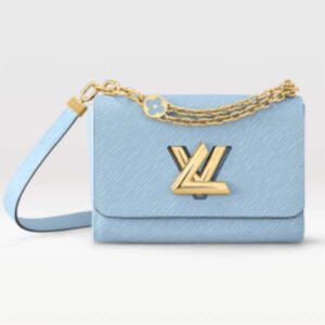 Louis Vuitton LV Women Twist MM Handbag Bleu Nuage Blue Epi Grained Leather | AlmaBagz