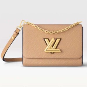 Louis Vuitton LV Women Twist MM Handbag Camel Light Brown Epi Leather | AlmaBagz