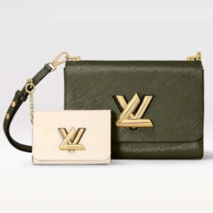 Louis Vuitton LV Women Twist MM Handbag Kaki Quartz White Epi Grained Cowhide | AlmaBagz