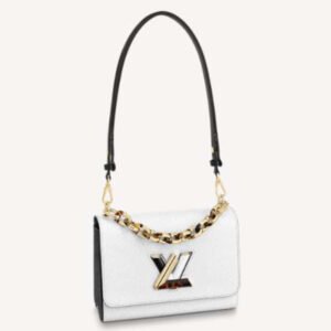 Louis Vuitton LV Women Twist MM Handbag White Epi Smooth Grained Leather | AlmaBagz