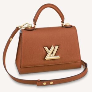 Louis Vuitton LV Women Twist One Handle PM Handbag Brown Taurillon Cowhide | AlmaBagz