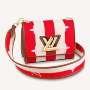 Louis Vuitton LV Women Twist PM Handbag Red Embroidered Canvas Calf Leather | AlmaBagz