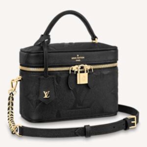 Louis Vuitton LV Women Vanity PM Handbag Black Embossed Grained Cowhide Leather | AlmaBagz