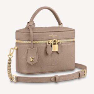 Louis Vuitton LV Women Vanity PM Handbag Tourterelle Beige Embossed Grained Cowhide Leather | AlmaBagz
