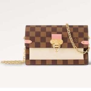 Louis Vuitton LV Women Vavin Chain Wallet Beige Damier Ebene Coated Canvas | AlmaBagz