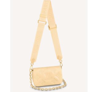Louis Vuitton LV Women Wallet On Strap Banane Yellow Monogram Embroidered Leather | AlmaBagz