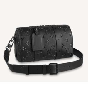 Louis Vuitton Men City Keepall in Black Monogram Seal Leather | AlmaBagz
