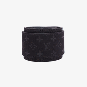 Louis Vuitton Black Monogram Satin Leather Bracelet Bangle | AlmaBagz