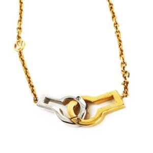 Louis Vuitton Gold & Silver Twin Locks Necklace | AlmaBagz