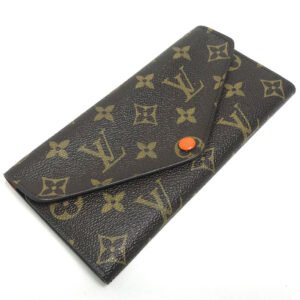 LOUIS VUITTON Long Wallet Purse Monogram canvas Brown x orange Comes with a coin case Wallet Women Used | AlmaBagz