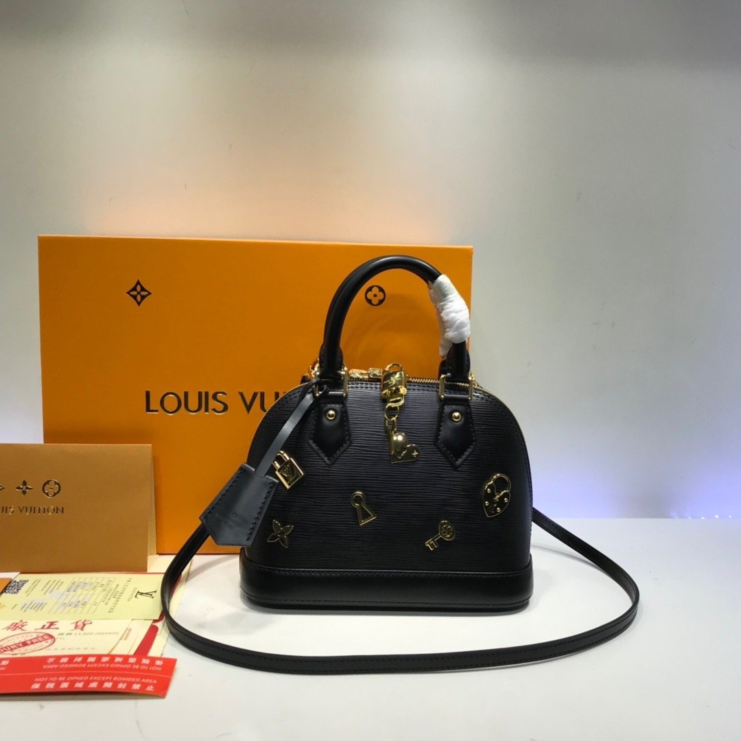 Louis Vuitton Alma BB Epi Leather Love Lock Edition Black | AlmaBagz