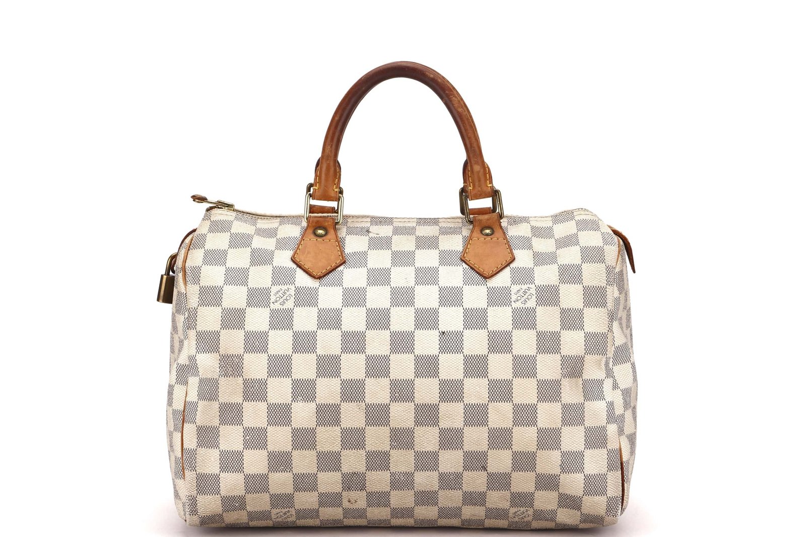 LOUIS VUITTON SPEEDY 30 (SP3130) DAMIER AZUR CANVAS GOLD HARDWARE, WITH LOCK, NO KEYS & DUST COVER | AlmaBagz