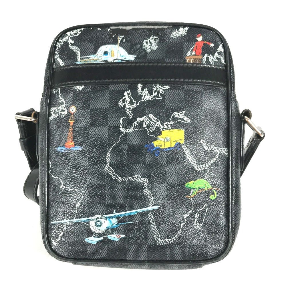 LOUIS VUITTON Shoulder Bag Graphite canvas black Damier Graphite Map Danube PM NM mens Used | AlmaBagz - Image 16