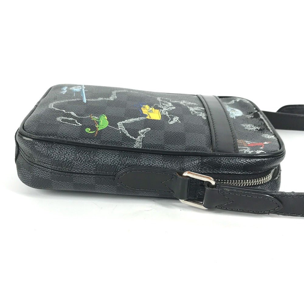 LOUIS VUITTON Shoulder Bag Graphite canvas black Damier Graphite Map Danube PM NM mens Used | AlmaBagz - Image 4