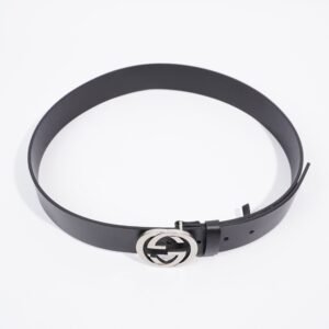 Gucci Interlocking G Belt Black Leather 85cm 34'' | AlmaBagz