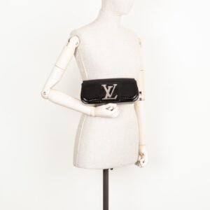 LOUIS VUITTON Sobe Clutch Patent Epi Black | AlmaBagz