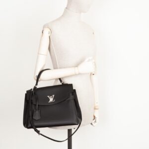 LOUIS VUITTON Lock Me Ever MM Handbag Black Leather | AlmaBagz