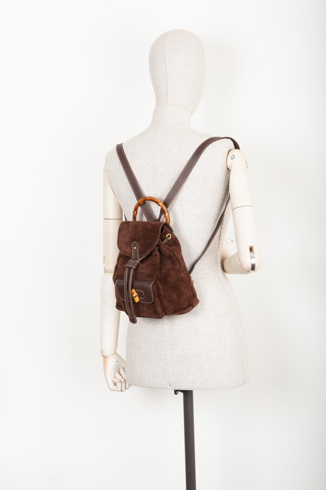 GUCCI Bamboo Backpack Suede | AlmaBagz