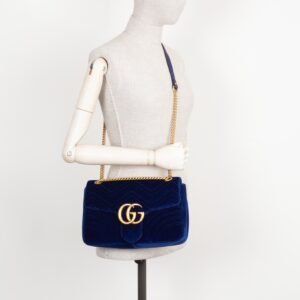 GUCCI Marmont Bag Medium Velvet  Blue | AlmaBagz