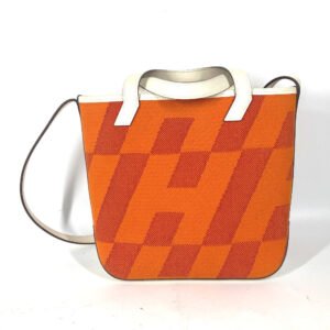 HERMES Shoulder Bag Swift, Toile Canvas Orange H Anne Vie PM | AlmaBagz