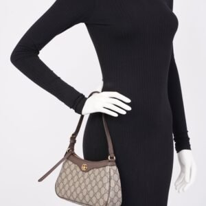 Gucci Ophidia Small Beige And Ebony GG Supreme Coated Canvas | AlmaBagz