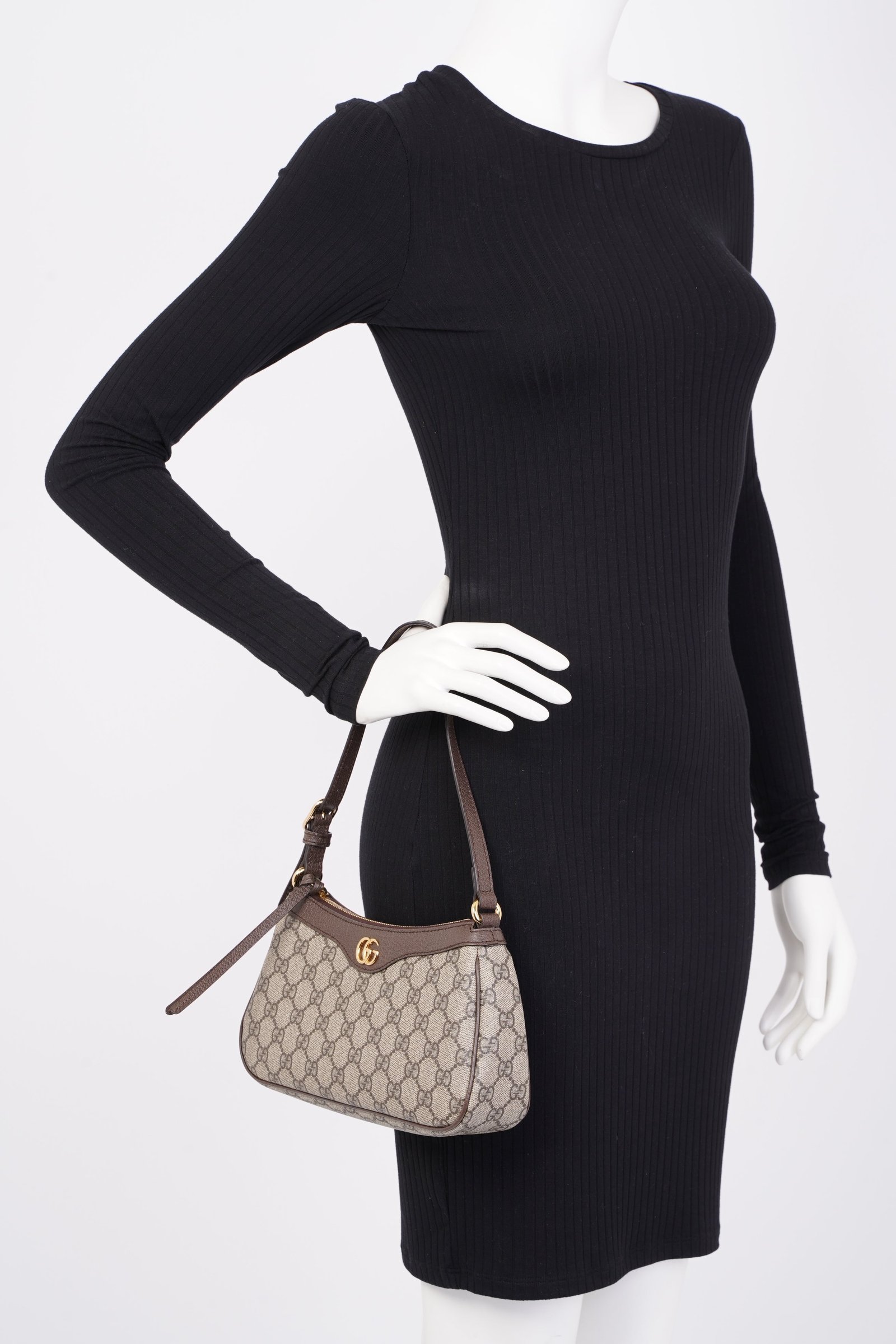 Gucci Ophidia Small Beige And Ebony GG Supreme Coated Canvas | AlmaBagz