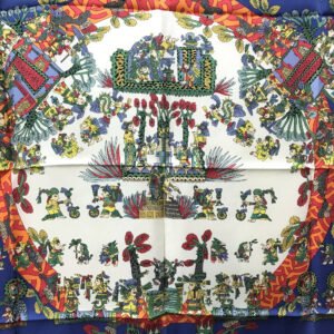 HERMES scarf silk Blue x red x white Carre90 ASTRES et SOLEILS Celestial bodies and the sun Women Used | AlmaBagz