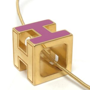 HERMES Necklace lacquer purple H cube Cardue Ash Women Used | AlmaBagz