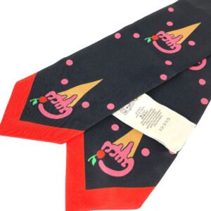 GUCCI scarf 732840 silk Black x red bandeau scarf Cherry Ice Cream Women Used | AlmaBagz