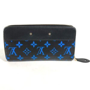 LOUIS VUITTON Long Wallet Purse M67235 Monogram canvas, leather Blue x black Monogram Zippy wallet mens Used | AlmaBagz