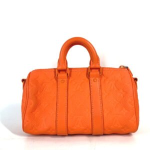 LOUIS VUITTON Handbag M20930 Taurillon Clemence Leather Orange Monogram Keepall  bandouliere25 | AlmaBagz