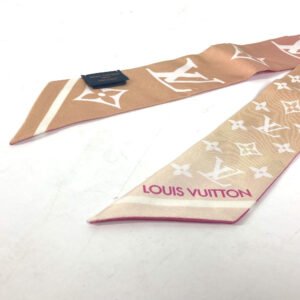 LOUIS VUITTON scarf M79706 silk pink Monogram Nano Bandeau LV Aurora | AlmaBagz