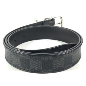 LOUIS VUITTON belt M6057T Damier Grafitto Canvas black Damier Grafitte Saint Tulle Neogram 95 | AlmaBagz