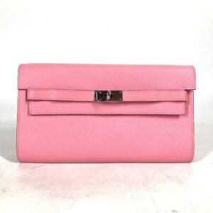 HERMES Long Wallet Purse Epsom pink Shoulder wallet Kelly wallet long to go Women Used | AlmaBagz