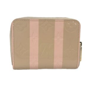 LOUIS VUITTON Coin case M58066 Monogram Vernis beige Monogram Vernis Rayure Zip around purse | AlmaBagz