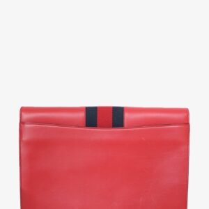 Gucci Red Leather Sylvie Clutch Gold-Hardware | AlmaBagz