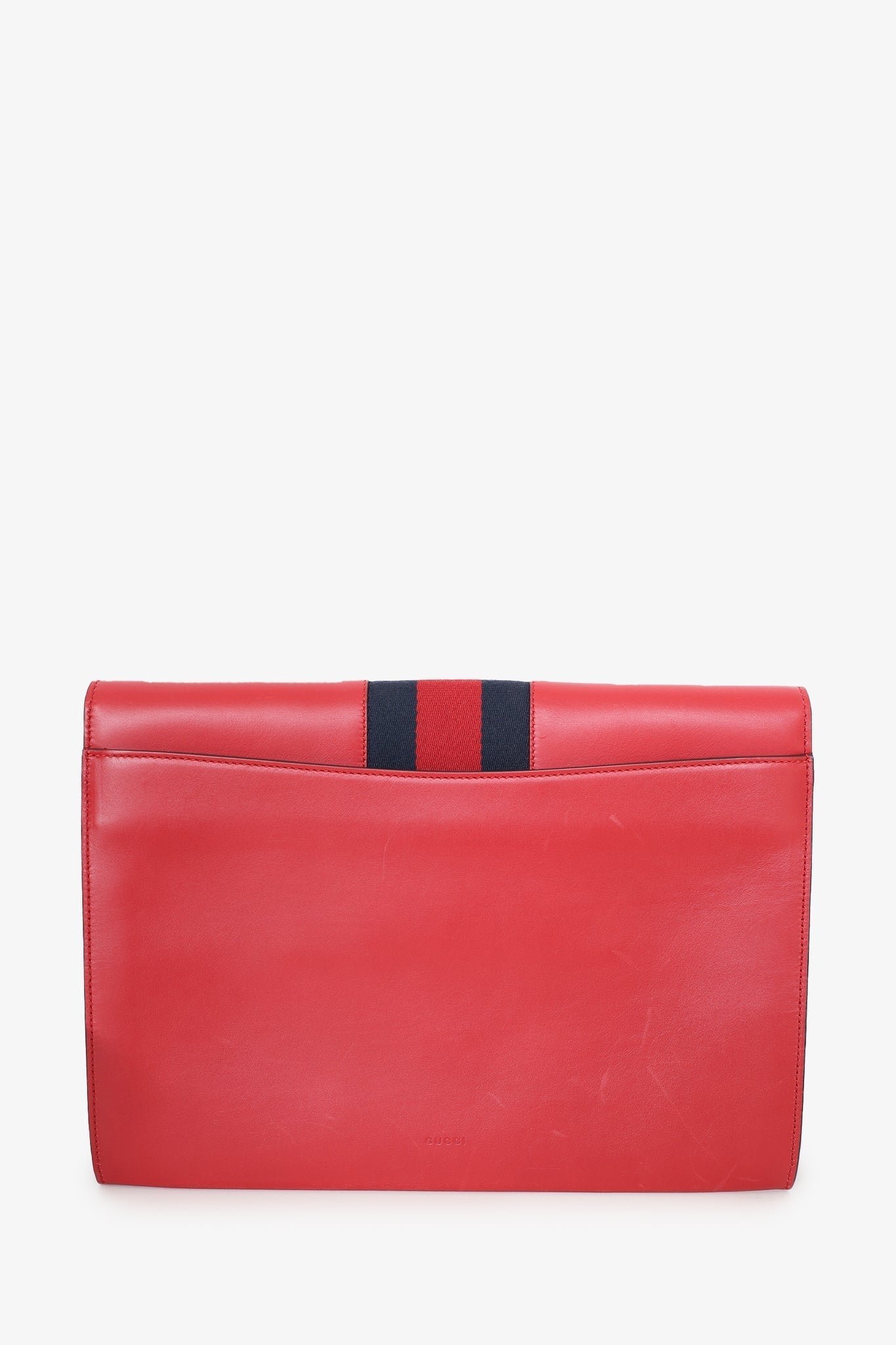 Gucci Red Leather Sylvie Clutch Gold-Hardware | AlmaBagz