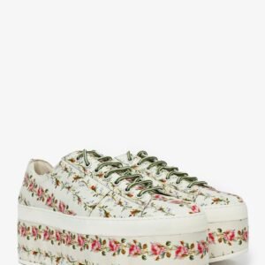 Gucci Cream Floral Canvas Platform Sneakers Size 40 | AlmaBagz