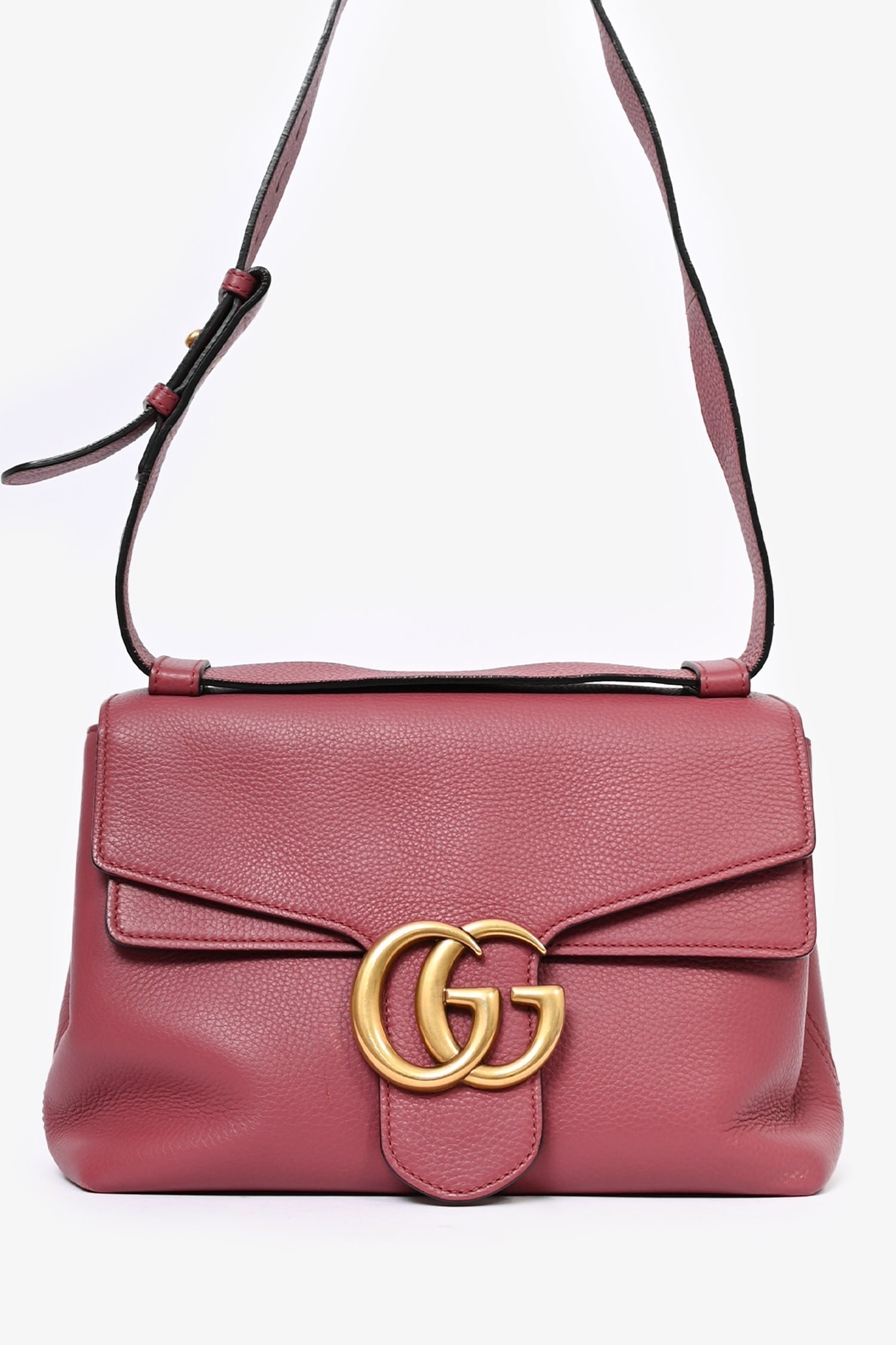 Gucci Rose Pebbled Leather Marmont Shoulder Bag | AlmaBagz