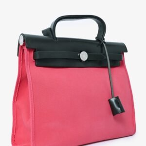 Hermes 2017 Pink Canvas/Brown Leather Herbag Zip 31 with Pouch | AlmaBagz