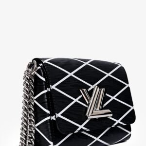 Louis Vuitton 2014 Black/White Malletage Leather Twist PM Shoulder Bag | AlmaBagz