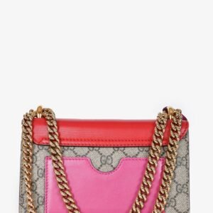 Gucci Red Leather/GG Canvas Padlock Shoulder Bag | AlmaBagz