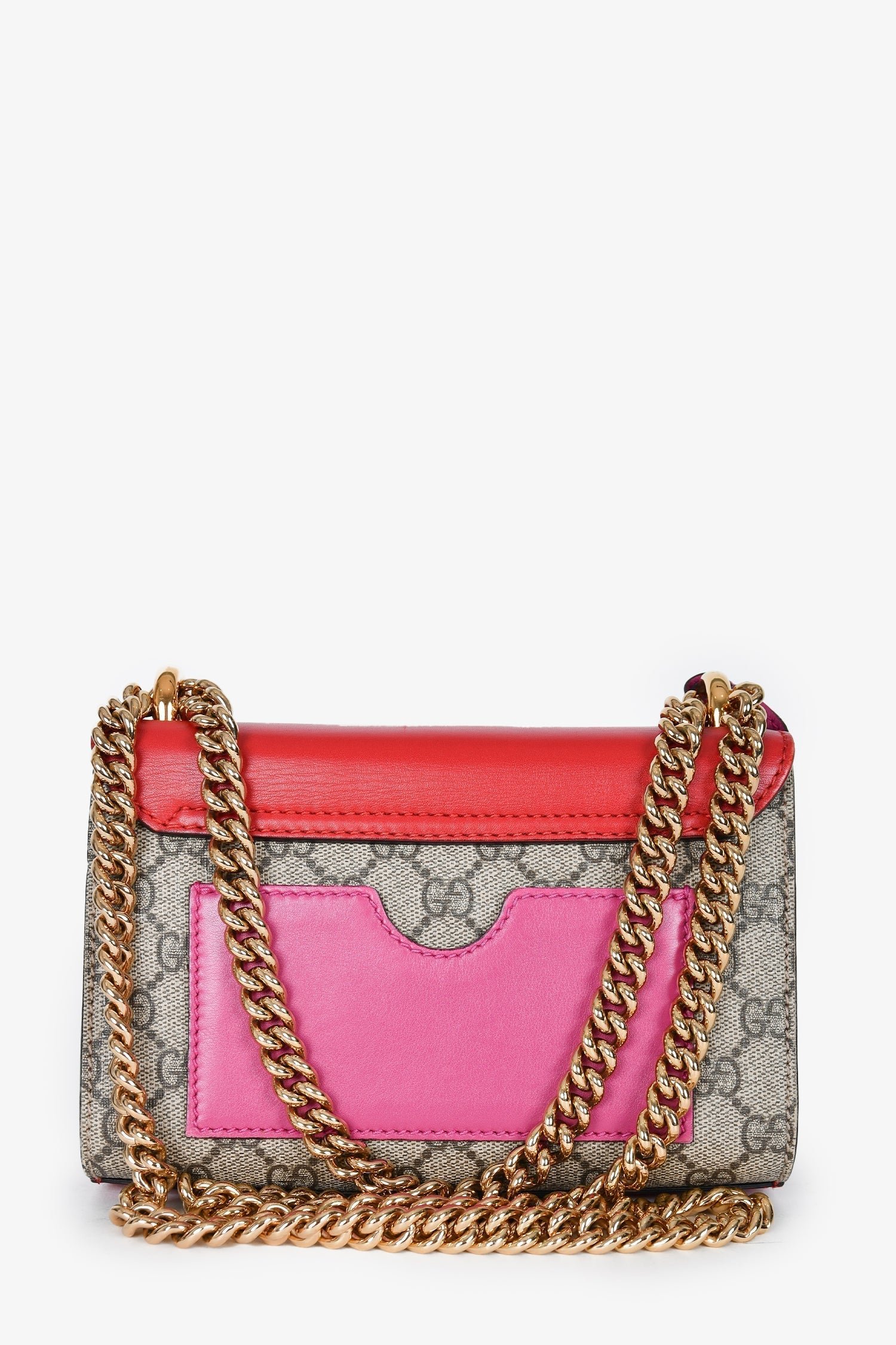 Gucci Red Leather/GG Canvas Padlock Shoulder Bag | AlmaBagz