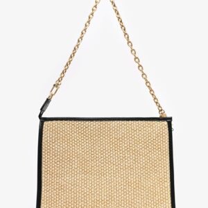 Louis Vuitton Beige/Black Raffia/Leather Toiletry Pouch on Chain | AlmaBagz