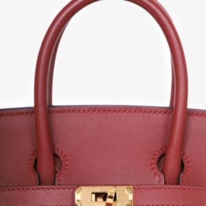 Hermes 2018 Rouge Swift Leather Retourne Birkin 25 Gold Hardware | AlmaBagz