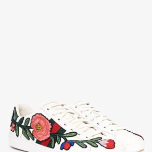 Gucci White Leather Flower Embroidered Ace Sneakers Size 36 | AlmaBagz