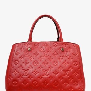 Louis Vuitton 2014 Red Empreinte Leather Montaigne BB with Strap | AlmaBagz