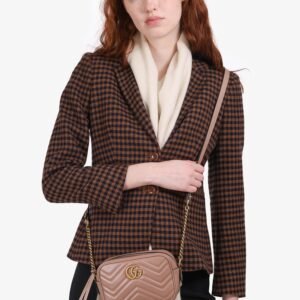 Gucci Nude Calfskin Matelasse Mini GG Marmont Matelassé Camera Bag | AlmaBagz