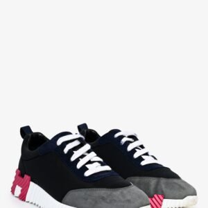 Hermes Black/Grey/Magenta 'Bouncing' H Sneakers Size 37.5 | AlmaBagz